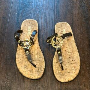 Michael Kors Black and Tan Sandals